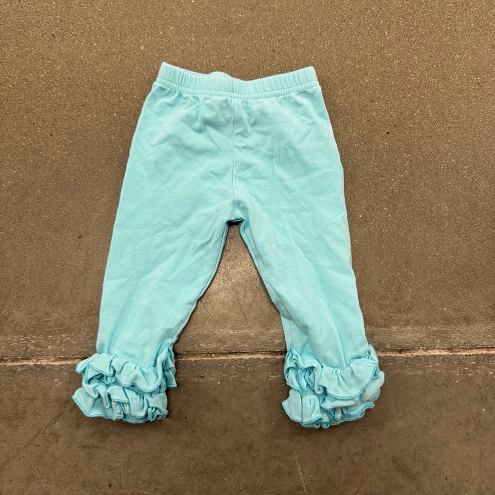Aqua Ruffle Hem Leggings Size 6 months